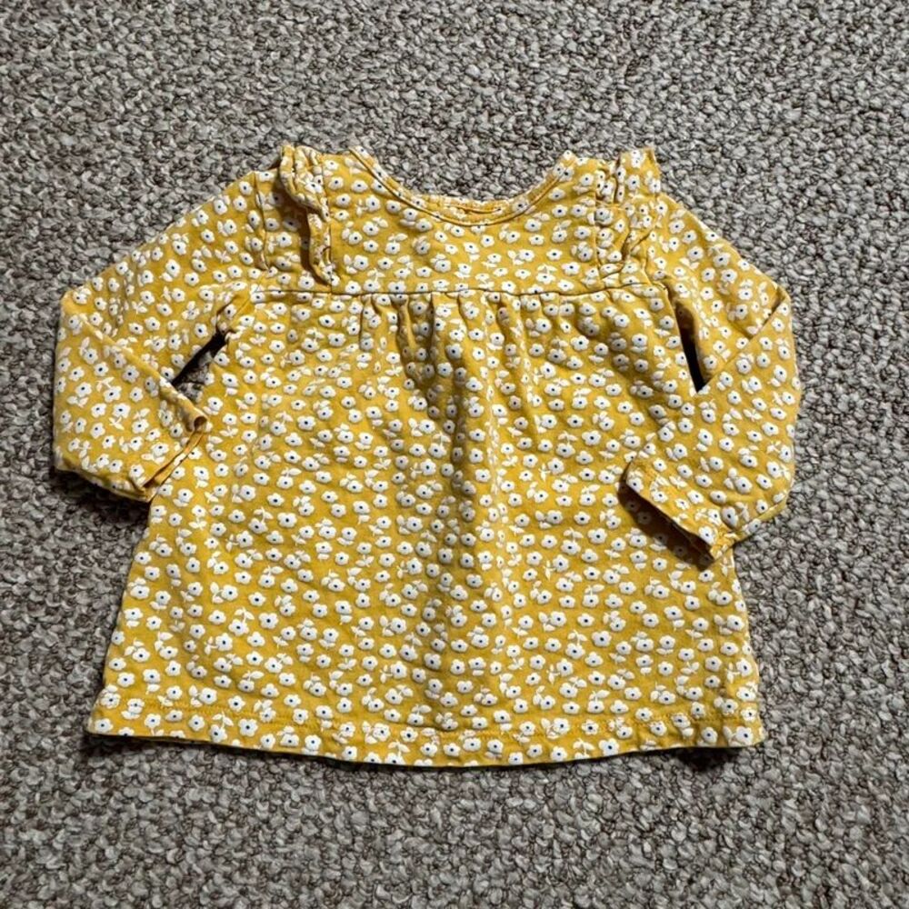 Carter's Baby Girl Floral Long Sleeve Top Yellow Mustard 12 Months